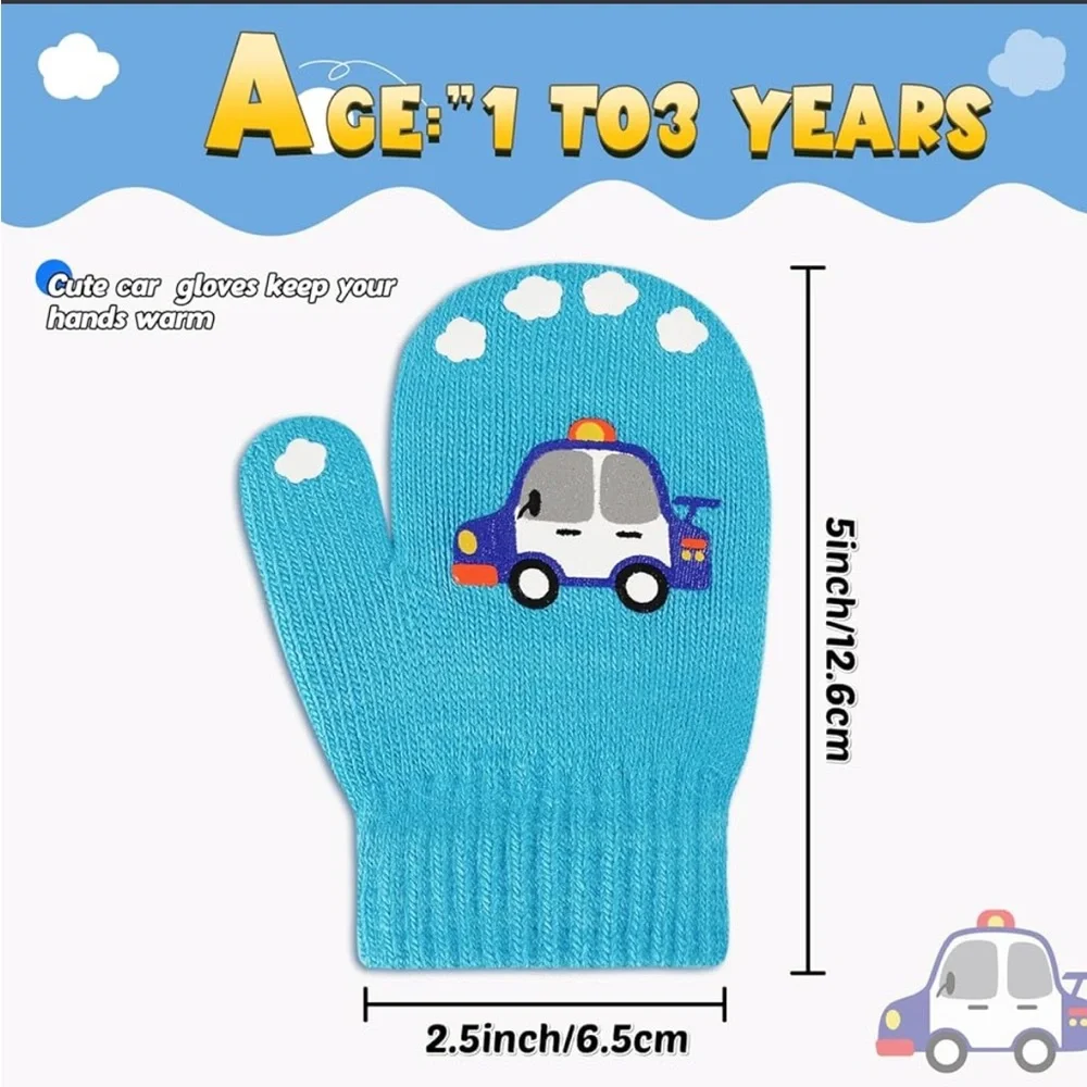 BRAND NEW up to 3T Kids Colorful Vehicle Mittens Set gloves